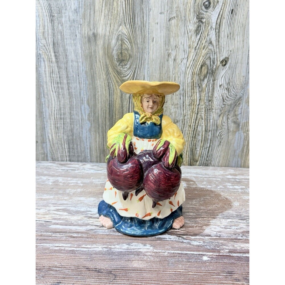BLUE SKY Home Goods Pitcher Gardener Farmer Lady with Beets Radishes 9.5" Tall